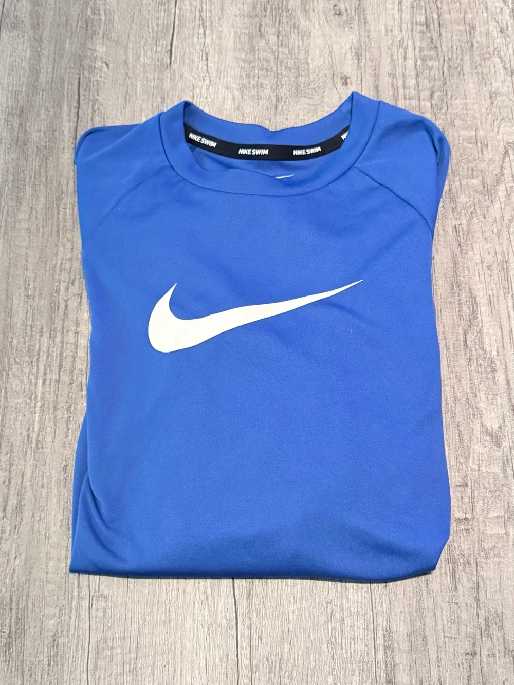 Nike Kids Royal Blue Long-Sleeve Swim Rashguard with White Swoosh